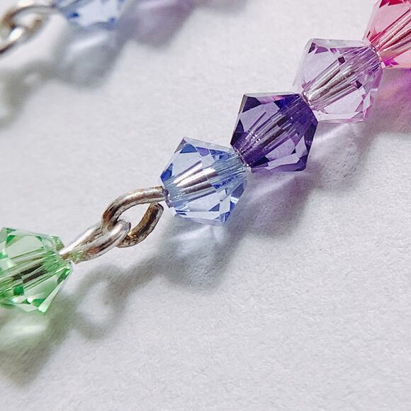 VTG Artisan Sterling Silver Swarovski Colorful Crystal Dangle Earrings Handmade - Picture 13 of 13